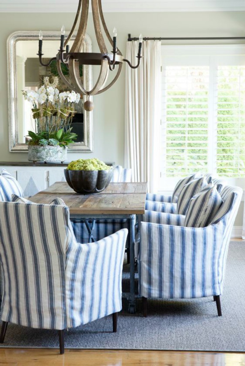 blue and white dining chairs