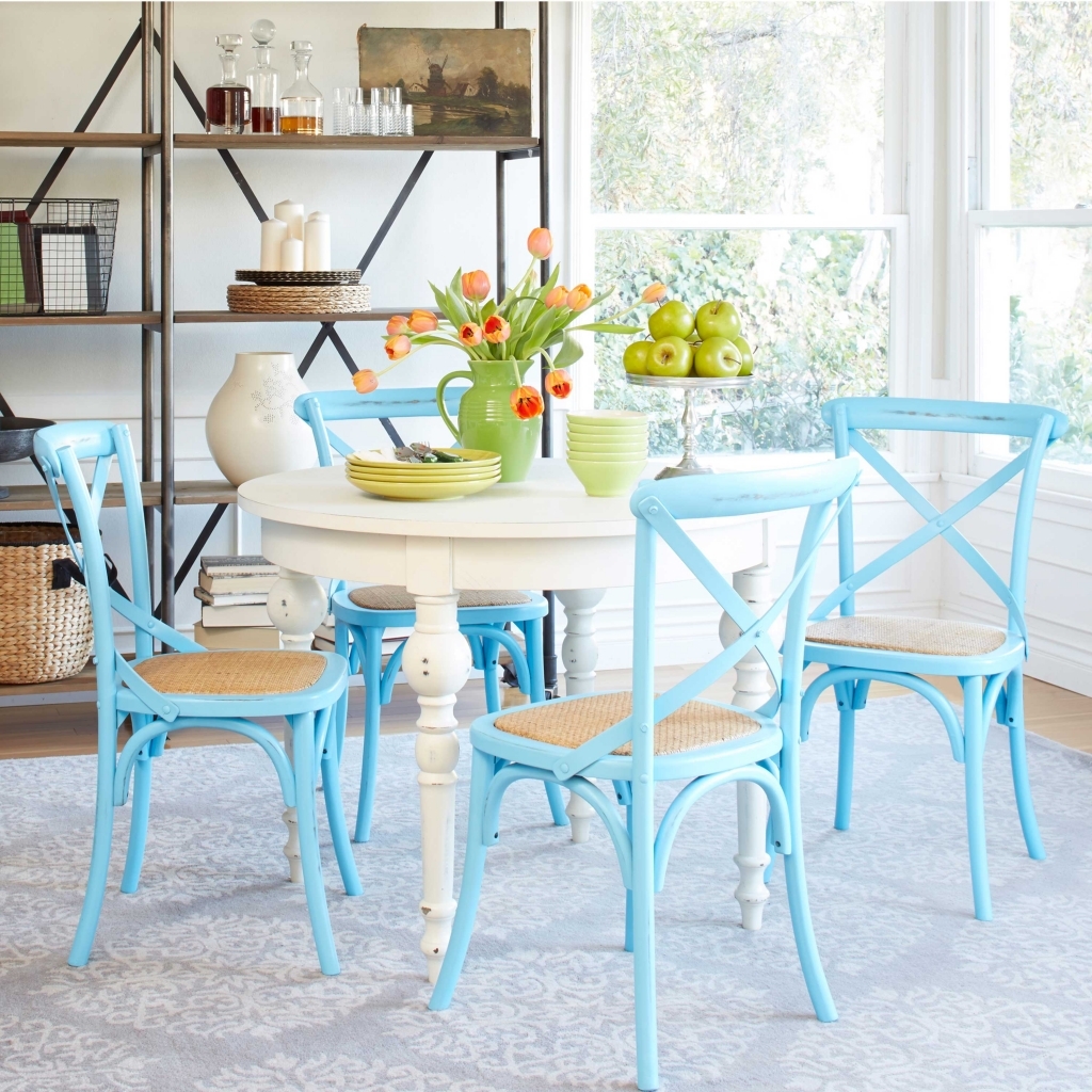 blue wood dining chairs
