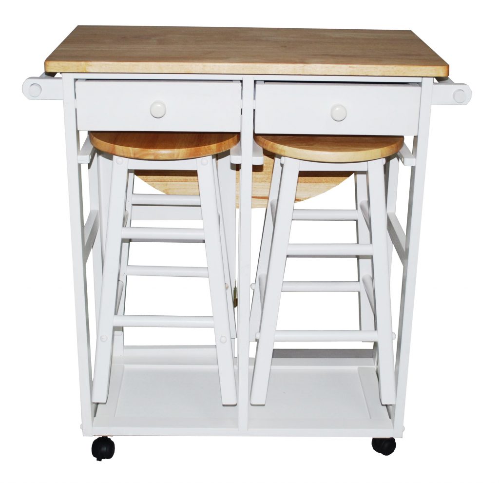 Portable Kitchen Island with 2 Stools