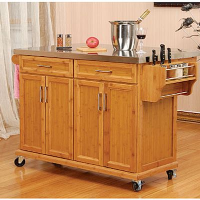 Kitchen Cart With Stainless Steel Top photo - 2
