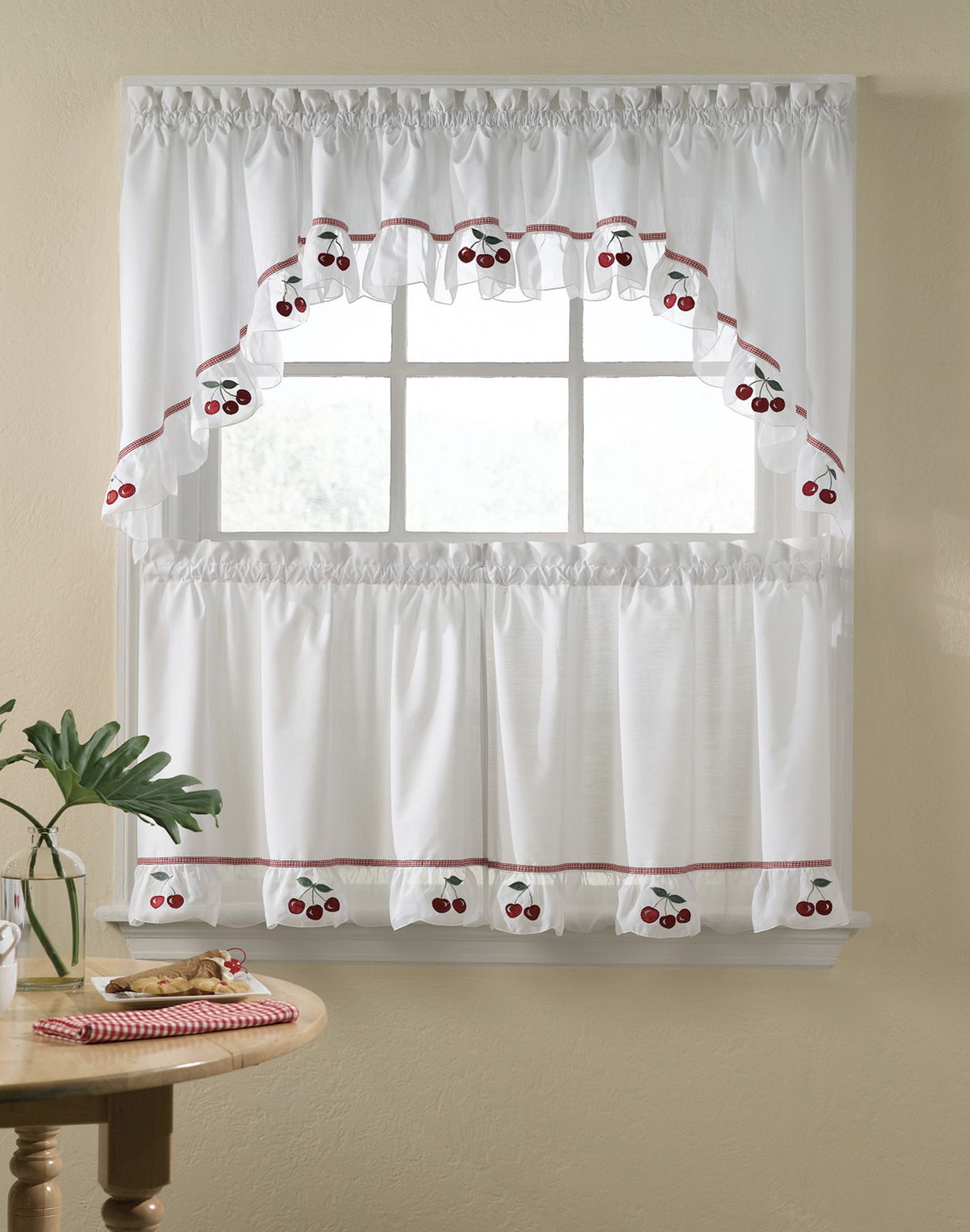 Red And White Kitchen Curtains photo - 1