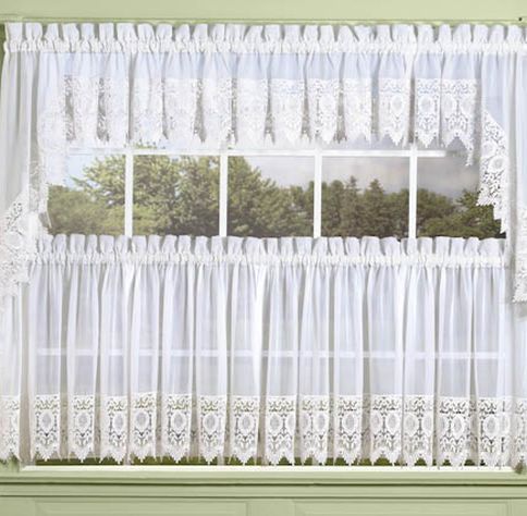 White Lace Kitchen Curtains photo - 1